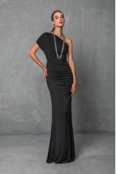 MYA COLLECTION Odelia Dress Μαύρο Φόρεμα με ένα Ώμο