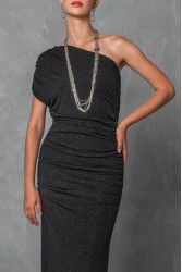MYA COLLECTION Odelia Dress Μαύρο Φόρεμα με ένα Ώμο