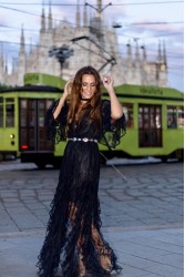 MYA COLLECTION Oriana Dress Μαύρο Μάξι Δαντελένιο Φόρεμα