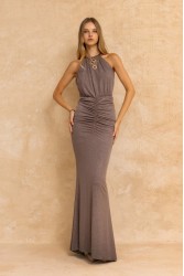 MYA COLLECTION Petra Dress Γκρι Καφέ Φόρεμα