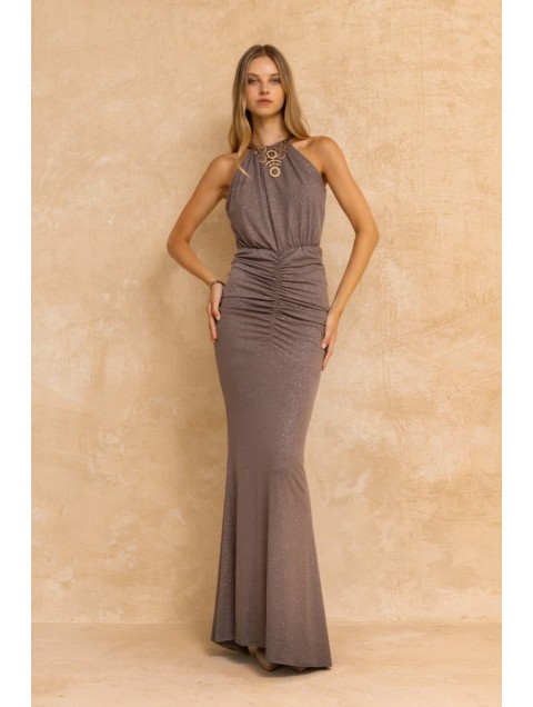 MYA COLLECTION Petra Dress Γκρι Καφέ Φόρεμα