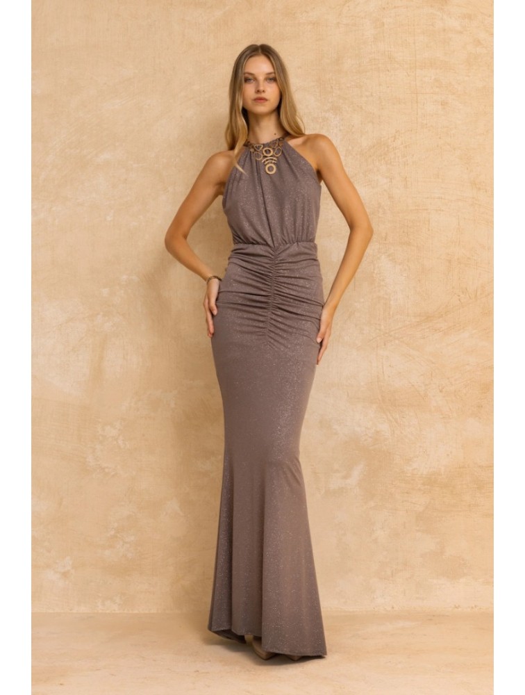 MYA COLLECTION Petra Dress Γκρι Καφέ Φόρεμα