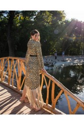 MYA COLLECTION Reese Kimono Dress Gold Χρυσό Κιμονό Φόρεμα