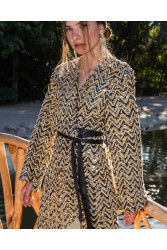 MYA COLLECTION Reese Kimono Dress Gold Χρυσό Κιμονό Φόρεμα