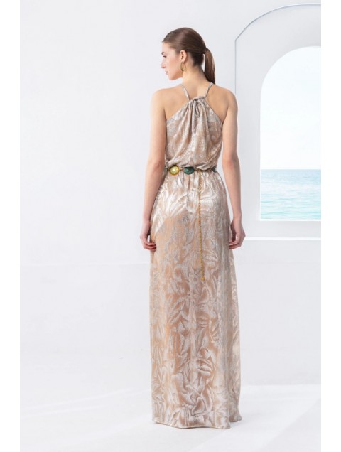 MYA COLLECTION Saffron Dress Ασημί Μάξι Φόρεμα