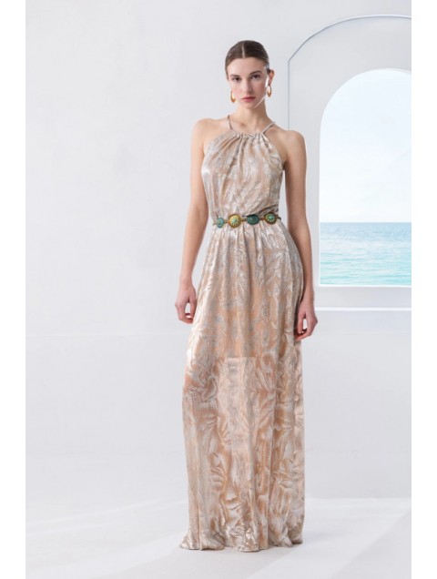 MYA COLLECTION Saffron Dress Ασημί Μάξι Φόρεμα