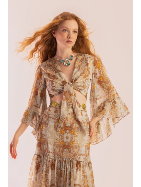 MYA COLLECTION Misty Top Printed Top