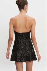 NADIA RAPTI Arrow Strapless Mini Dress Black Μαύρο Μίνι Στράπλες Παγετένιο Φόρεμα