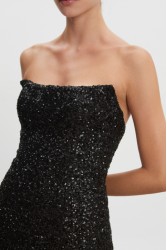 NADIA RAPTI Arrow Strapless Mini Dress Black Μαύρο Μίνι Στράπλες Παγετένιο Φόρεμα