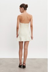 NADIA RAPTI Arrow Strapless Mini Dress Off White Εκρού Μίνι Στράπλες Παγετένιο Φόρεμα