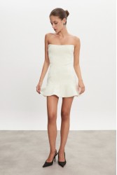 NADIA RAPTI Arrow Strapless Mini Dress Off White Εκρού Μίνι Στράπλες Παγετένιο Φόρεμα