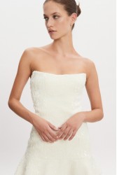 NADIA RAPTI Arrow Strapless Mini Dress Off White Εκρού Μίνι Στράπλες Παγετένιο Φόρεμα