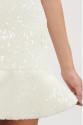 NADIA RAPTI Arrow Strapless Mini Dress Off White Εκρού Μίνι Στράπλες Παγετένιο Φόρεμα
