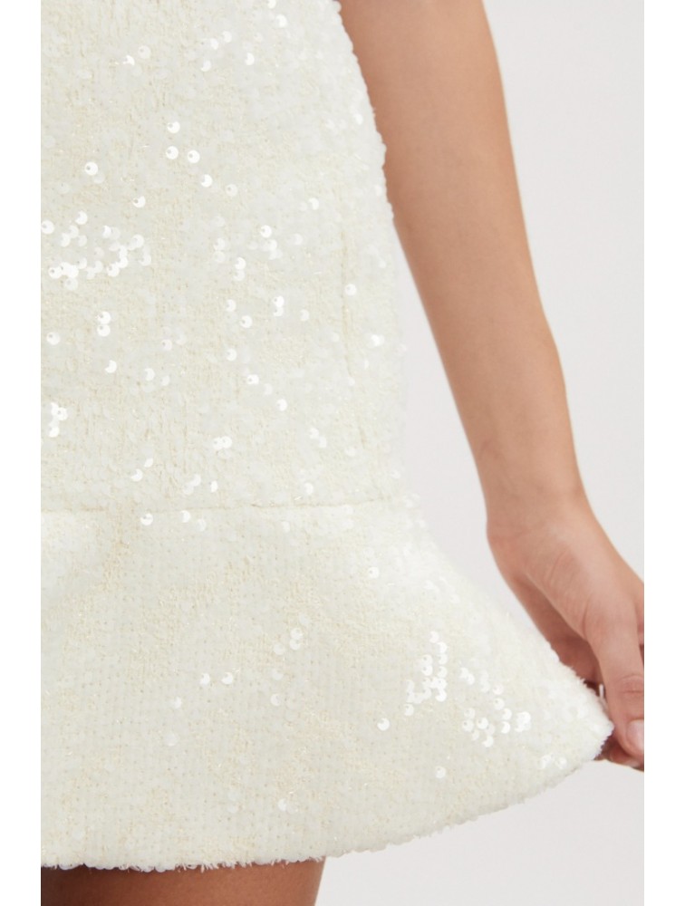 NADIA RAPTI Arrow Strapless Mini Dress Off White Εκρού Μίνι Στράπλες Παγετένιο Φόρεμα