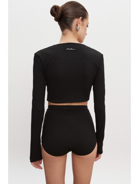 NADIA RAPTI Bite Crop Top Black Μαύρο Κροπ Τοπ