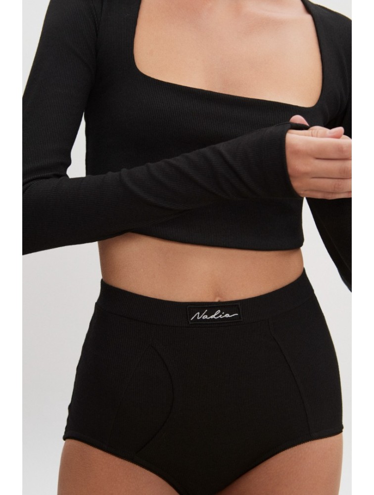 NADIA RAPTI Bite Crop Top Black Μαύρο Κροπ Τοπ