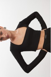 NADIA RAPTI Bite Crop Top Black Μαύρο Κροπ Τοπ