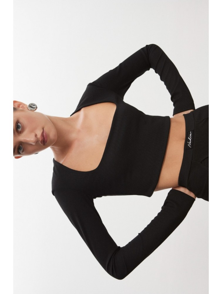 NADIA RAPTI Bite Crop Top Black Μαύρο Κροπ Τοπ