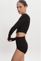 NADIA RAPTI Bite Crop Top Black Μαύρο Κροπ Τοπ