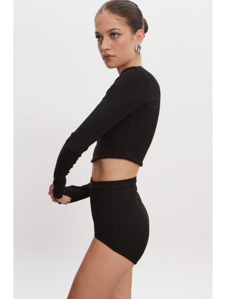 NADIA RAPTI Bite Crop Top Black Μαύρο Κροπ Τοπ