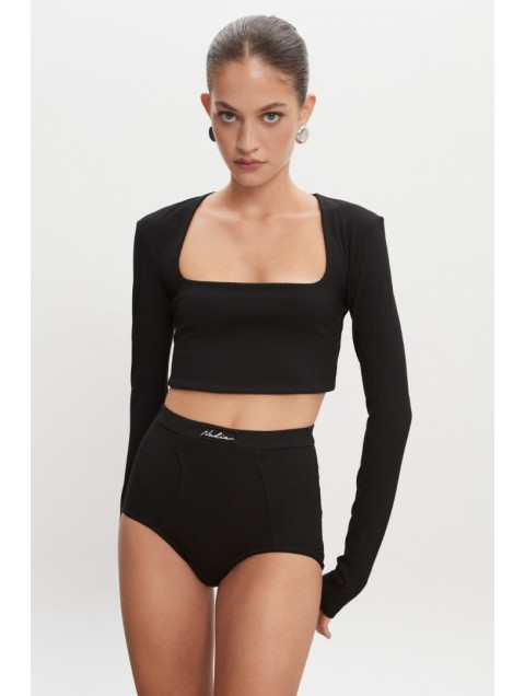 NADIA RAPTI Bite Crop Top Black Μαύρο Κροπ Τοπ
