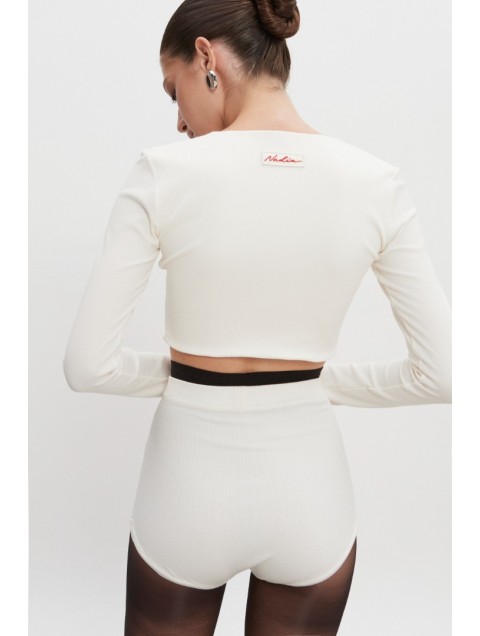 NADIA RAPTI Bite Crop Top Off White Λευκό Κροπ Τοπ