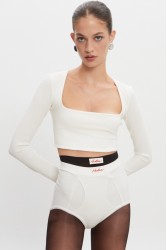 NADIA RAPTI Bite Crop Top Off White Λευκό Κροπ Τοπ