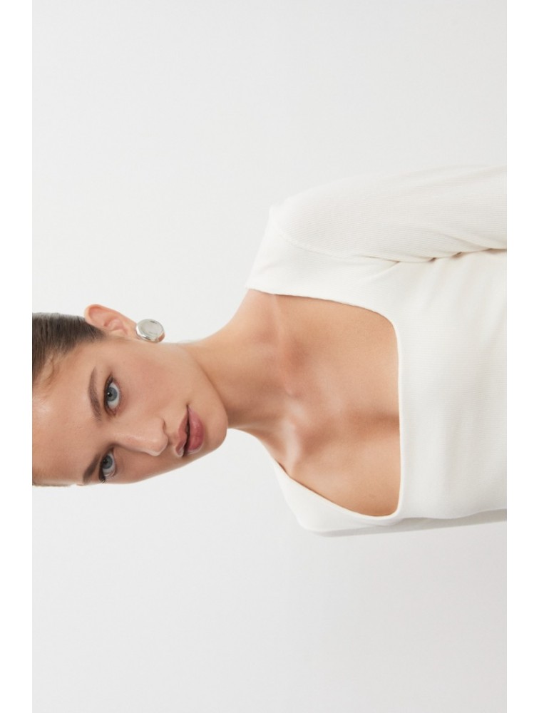NADIA RAPTI Bite Crop Top Off White Λευκό Κροπ Τοπ