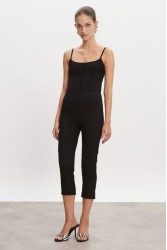 NADIA RAPTI California Capri Jumpsuit Black Μαύρη Ολόσωμη Φόρμα