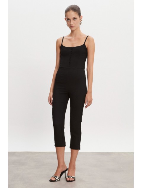 NADIA RAPTI California Capri Jumpsuit Black Μαύρη Ολόσωμη Φόρμα