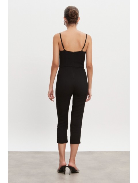 NADIA RAPTI California Capri Jumpsuit Black Μαύρη Ολόσωμη Φόρμα