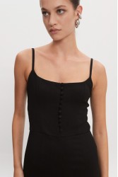 NADIA RAPTI California Capri Jumpsuit Black Μαύρη Ολόσωμη Φόρμα