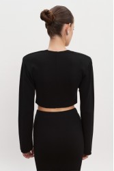 NADIA RAPTI Heaven Knitted Cardigan Top Black Μαύρη Πλεκτή Ζακέτα