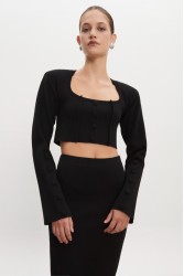 NADIA RAPTI Heaven Knitted Cardigan Top Black Μαύρη Πλεκτή Ζακέτα