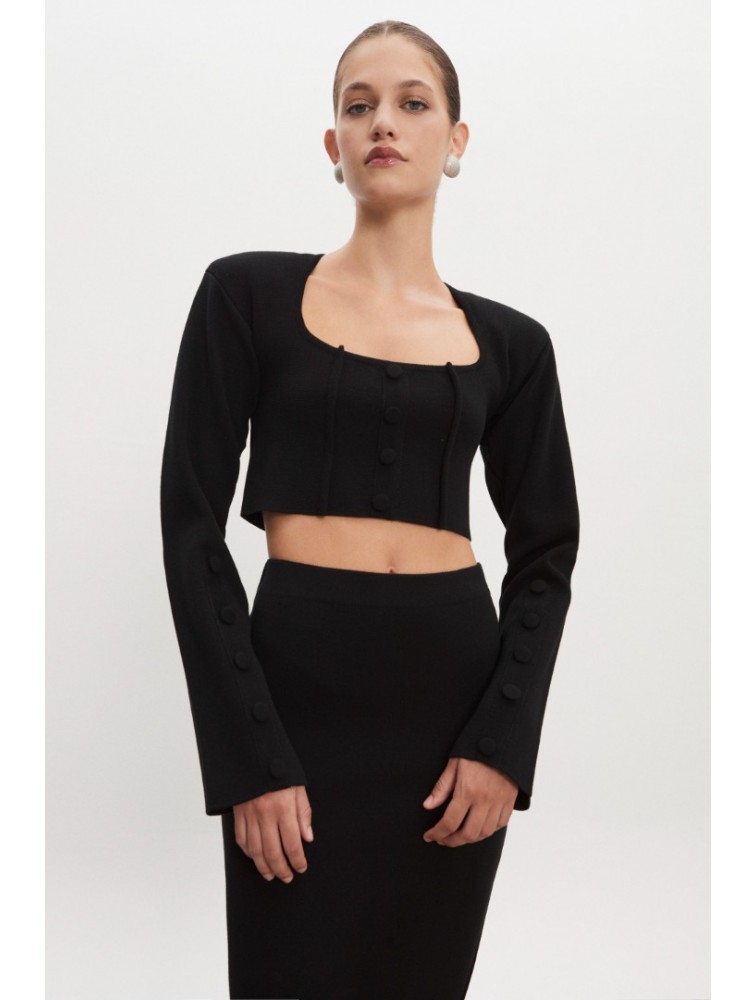 NADIA RAPTI Heaven Knitted Cardigan Top Black Μαύρη Πλεκτή Ζακέτα