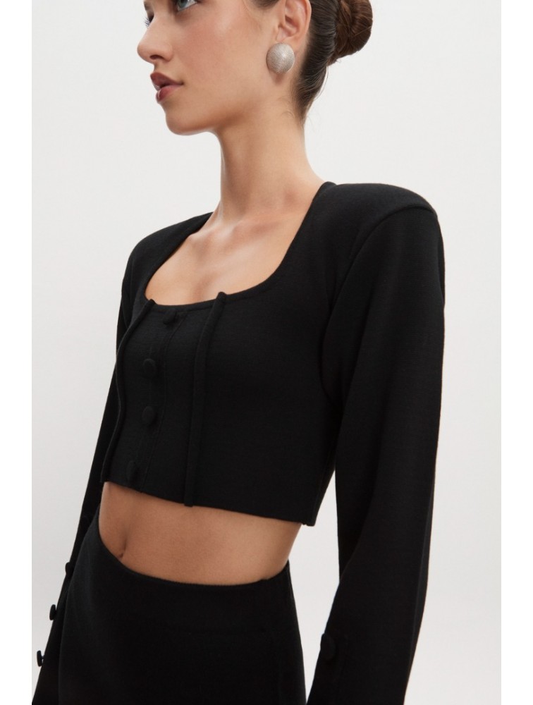 NADIA RAPTI Heaven Knitted Cardigan Top Black Μαύρη Πλεκτή Ζακέτα