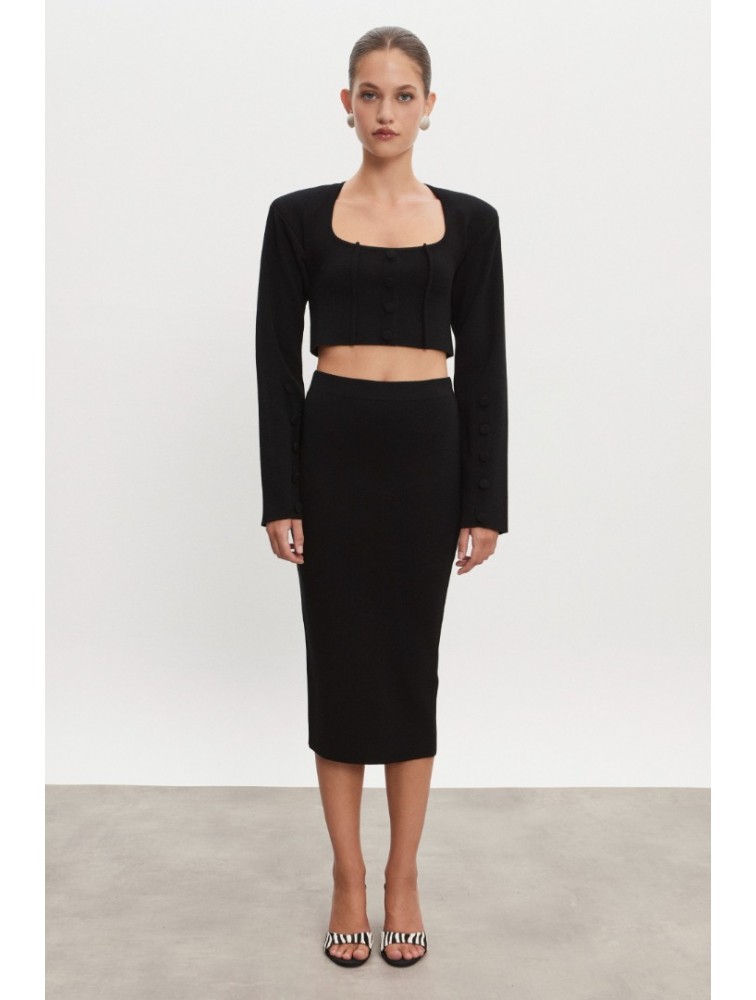 NADIA RAPTI Heaven Knitted Cardigan Top Black Μαύρη Πλεκτή Ζακέτα