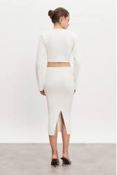 NADIA RAPTI Heaven Knitted Cardigan Top Off White Λευκή Πλεκτή Ζακέτα