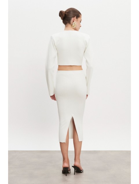 NADIA RAPTI Heaven Knitted Cardigan Top Off White Λευκή Πλεκτή Ζακέτα