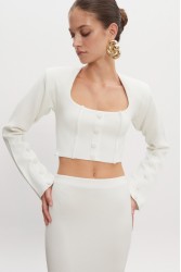 NADIA RAPTI Heaven Knitted Cardigan Top Off White Λευκή Πλεκτή Ζακέτα