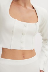 NADIA RAPTI Heaven Knitted Cardigan Top Off White Λευκή Πλεκτή Ζακέτα