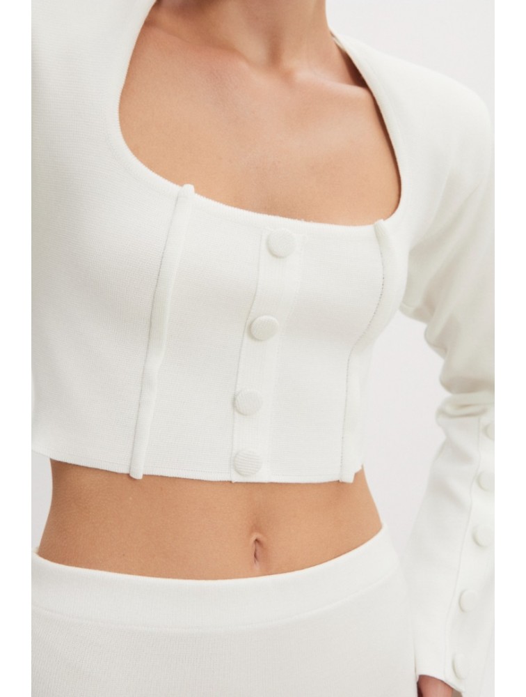NADIA RAPTI Heaven Knitted Cardigan Top Off White Λευκή Πλεκτή Ζακέτα