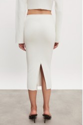 NADIA RAPTI Heaven Knitted Midi Skirt Off White Λευκή Πλεκτή Φούστα