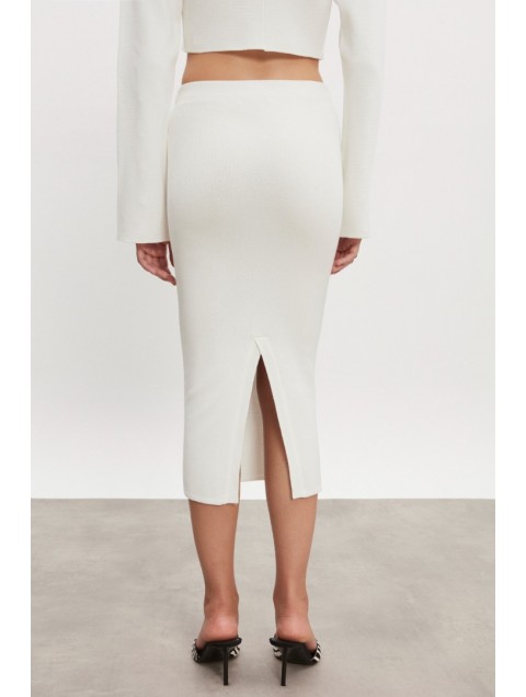 NADIA RAPTI Heaven Knitted Midi Skirt Off White Λευκή Πλεκτή Φούστα