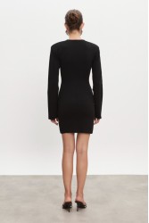NADIA RAPTI Heaven Knitted Mini Dress Black Μαύρο Πλεκτό Μίνι Φόρεμα