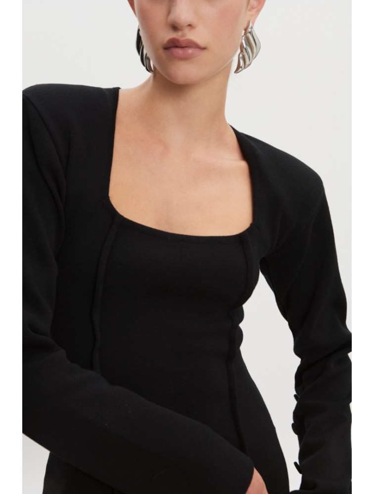 NADIA RAPTI Heaven Knitted Mini Dress Black Μαύρο Πλεκτό Μίνι Φόρεμα