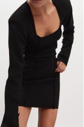 NADIA RAPTI Heaven Knitted Mini Dress Black Μαύρο Πλεκτό Μίνι Φόρεμα