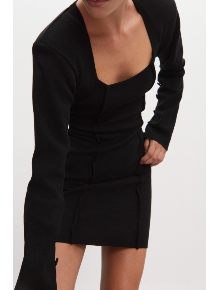 NADIA RAPTI Heaven Knitted Mini Dress Black Μαύρο Πλεκτό Μίνι Φόρεμα