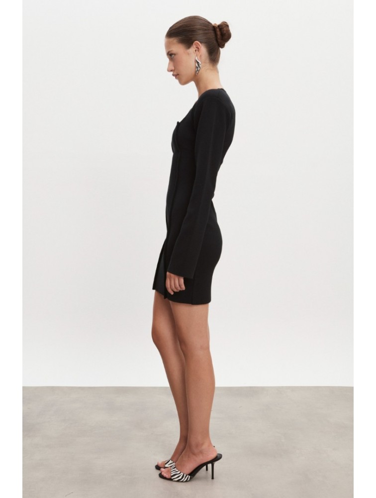 NADIA RAPTI Heaven Knitted Mini Dress Black Μαύρο Πλεκτό Μίνι Φόρεμα