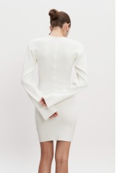 NADIA RAPTI Heaven Knitted Mini Dress Off White Λευκό Πλεκτό Μίνι Φόρεμα